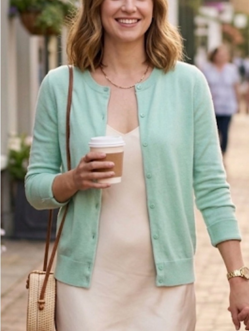 J Crew CrewNeck Cardigan Sweater  Size S  Mint Green